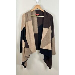 Saffron Women's 100% Cashmere Wrap Shawl Cardigan Color Block Sz Sm Soft Luxury